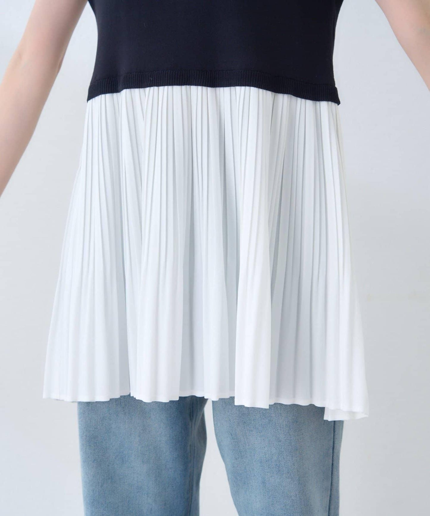 【natural couture】拼接百褶針織衫