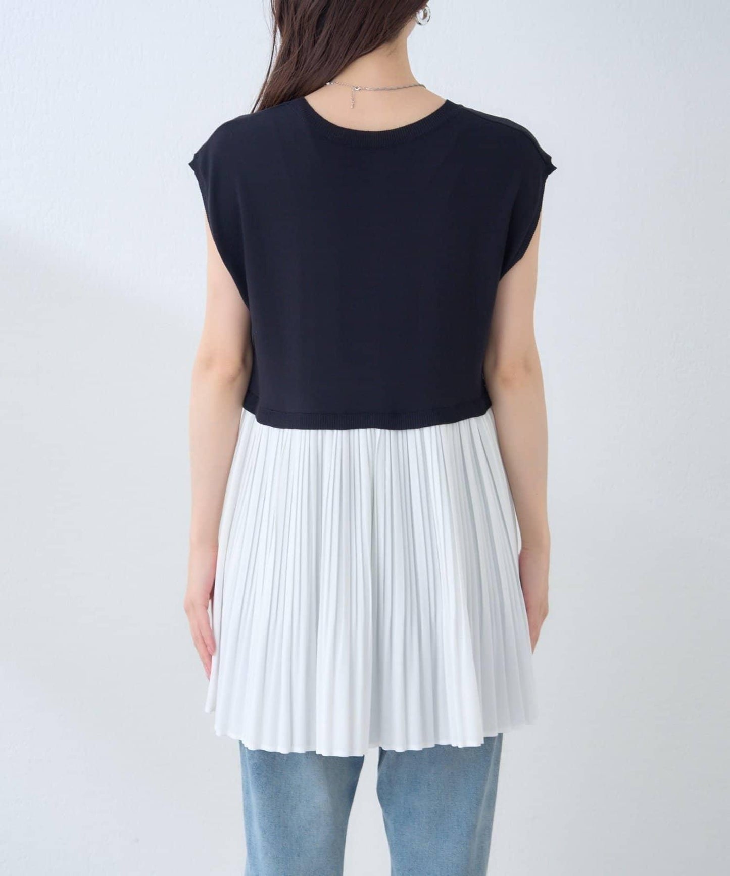 【natural couture】拼接百褶針織衫