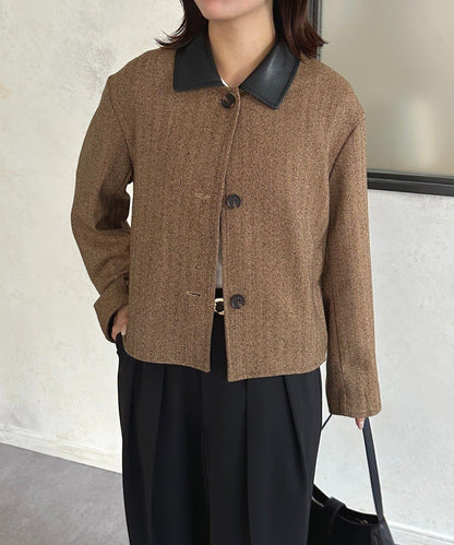 粗花呢短款夾克