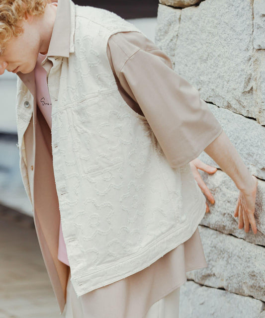 「套裝可搭配」花卉牛仔馬甲