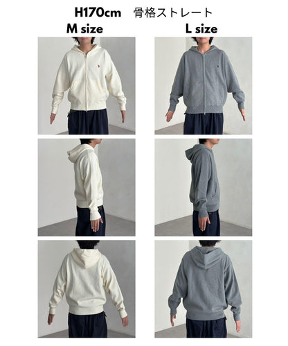 【U.S. POLO ASSN.】衛衣風針織拉鍊連帽衫
