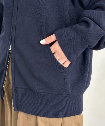 【U.S. POLO ASSN.】衛衣風針織拉鍊連帽衫