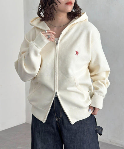 【U.S. POLO ASSN.】衛衣風針織拉鍊連帽衫