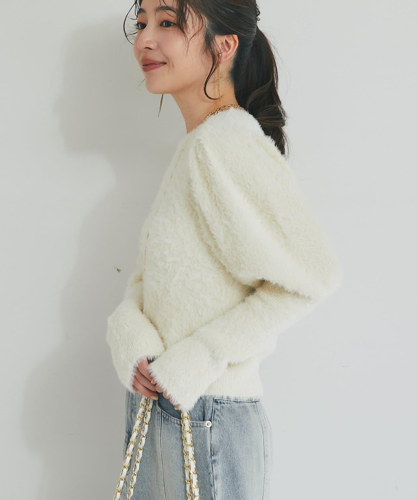 花朵亮片羽毛針織衫