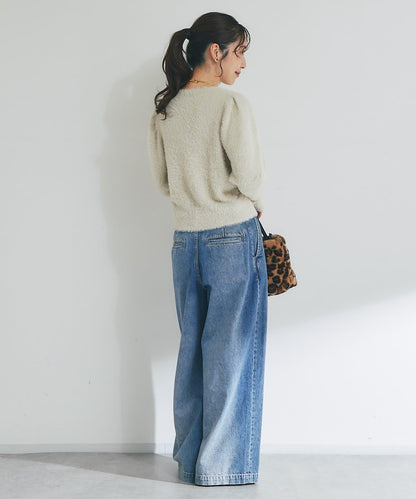 花朵亮片羽毛針織衫