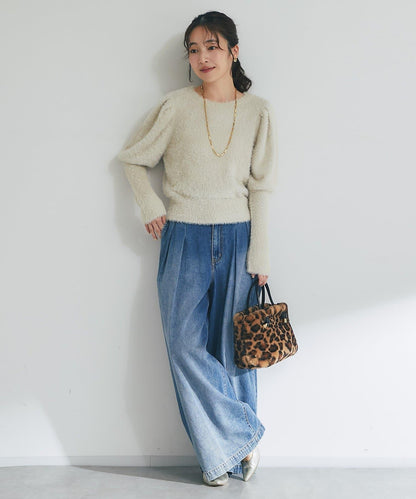 花朵亮片羽毛針織衫