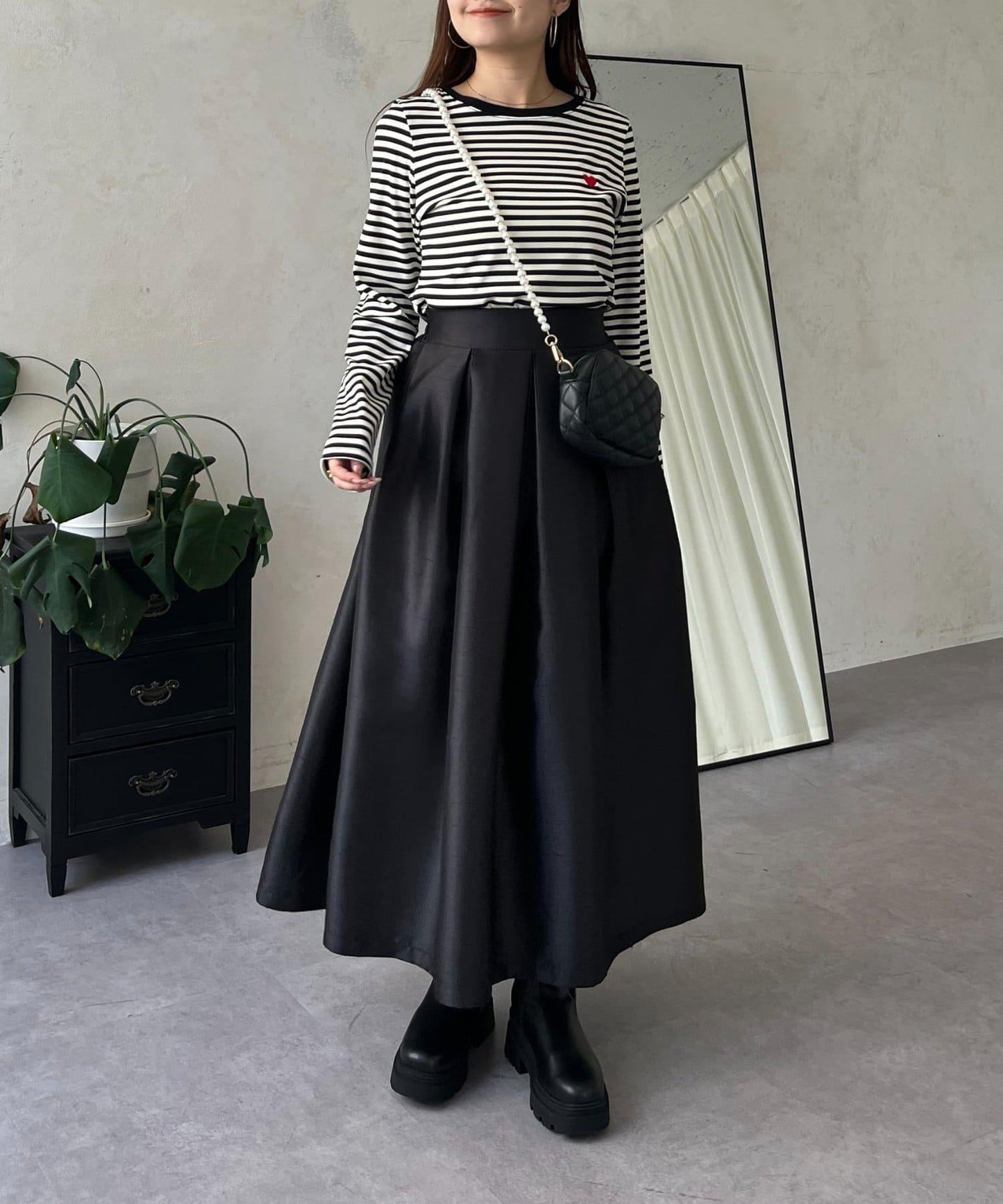 愛心刺繡條紋長袖T恤