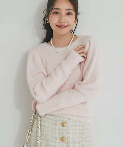 花朵亮片羽毛針織衫