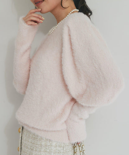 花朵亮片羽毛針織衫