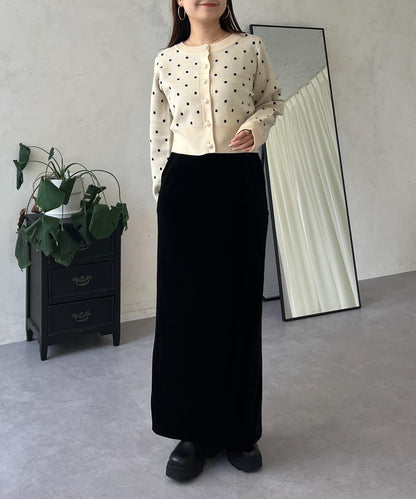 彈力天鵝絨直筒裙