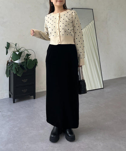 彈力天鵝絨直筒裙