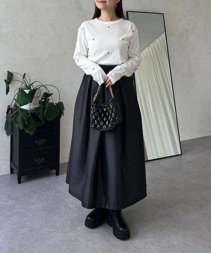 愛心刺繡羅紋長袖T恤