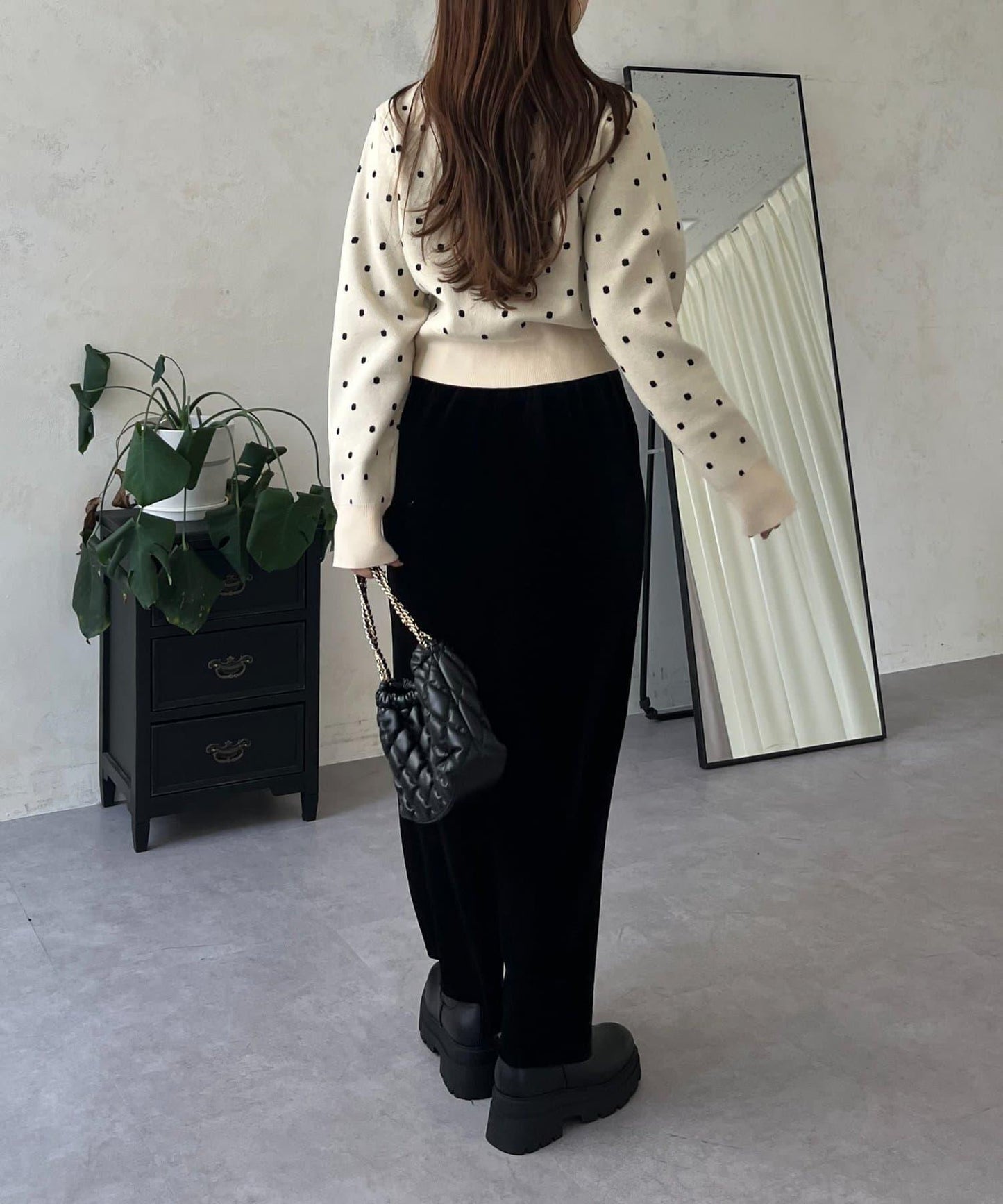 彈力天鵝絨直筒裙