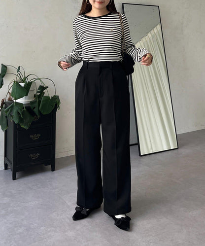 愛心刺繡條紋長袖T恤