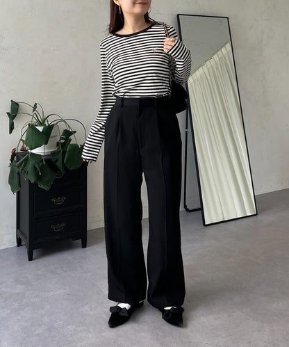 愛心刺繡條紋長袖T恤