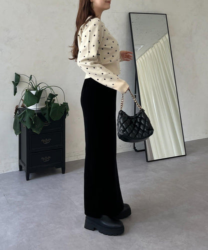 彈力天鵝絨直筒裙