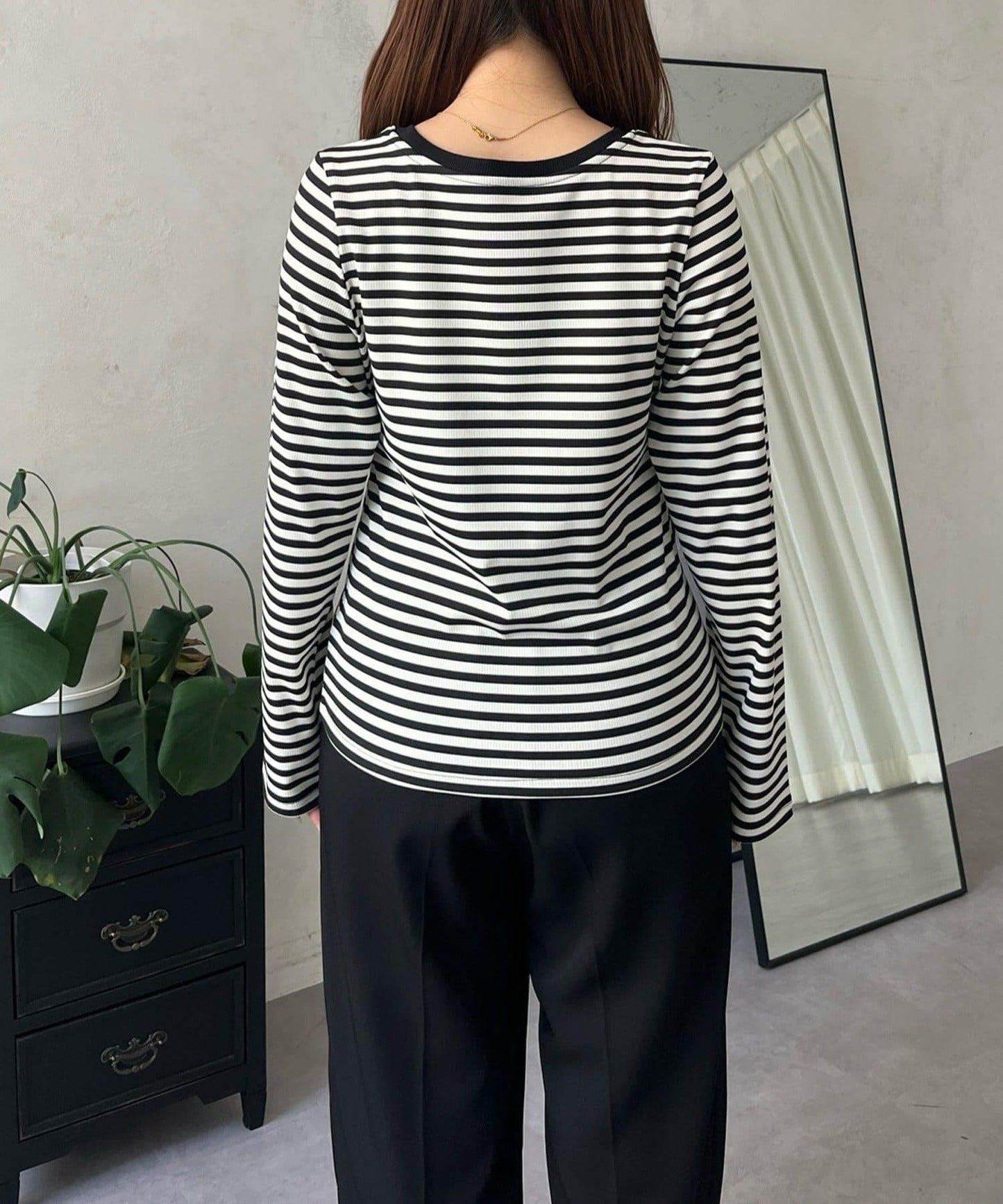 愛心刺繡條紋長袖T恤