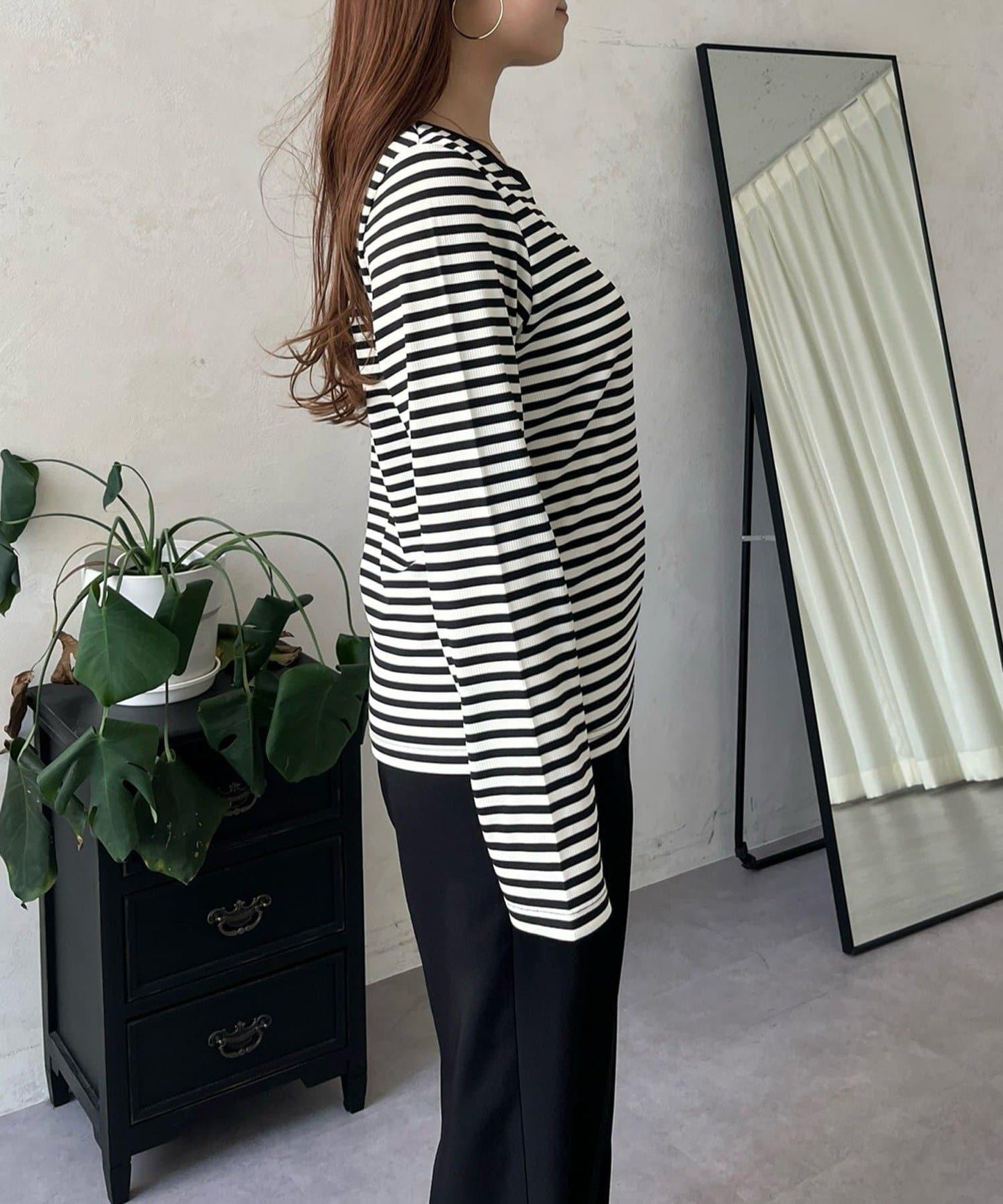 愛心刺繡條紋長袖T恤