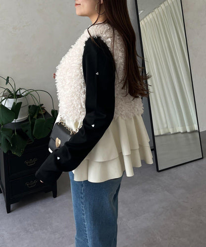 愛心刺繡羅紋長袖T恤