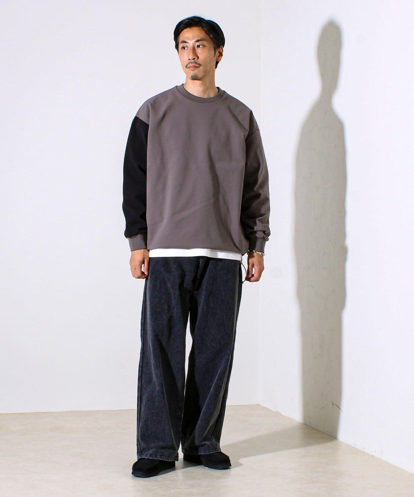 【拼色袖口點綴】針織拼色袖套頭衫