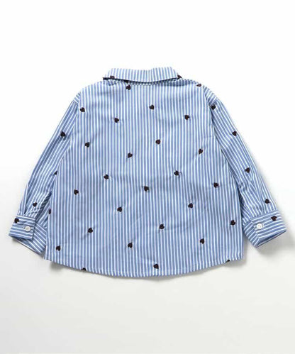心形刺繡條紋襯衫