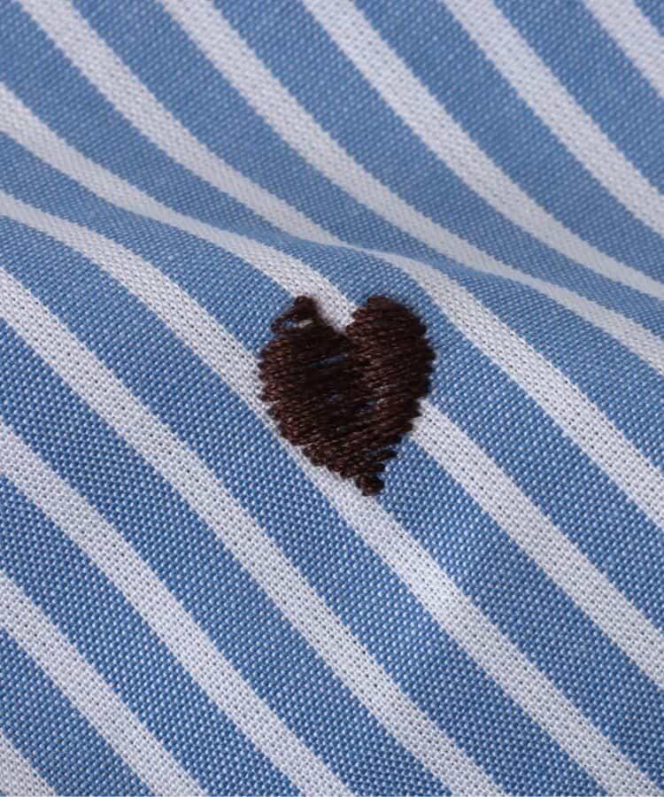 心形刺繡條紋襯衫