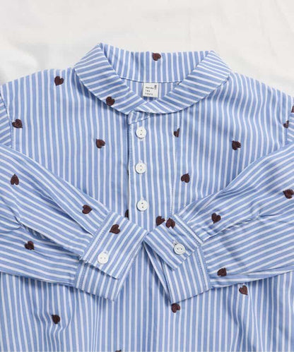 心形刺繡條紋襯衫