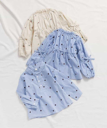心形刺繡條紋襯衫