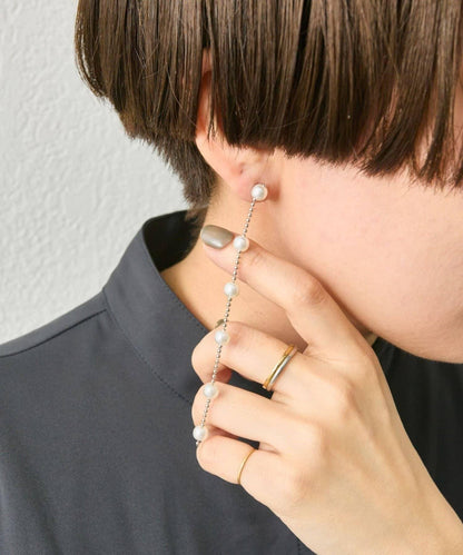 【ear PAPILLONNER】長款球形鏈珍珠耳環