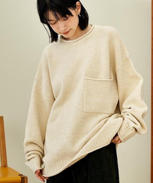帶口袋針織套頭衫