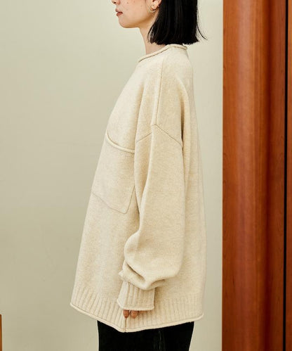 帶口袋針織套頭衫