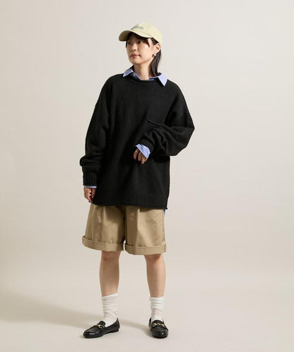 帶口袋針織套頭衫