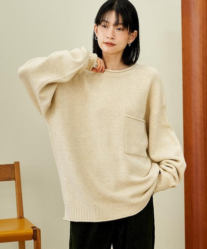 帶口袋針織套頭衫
