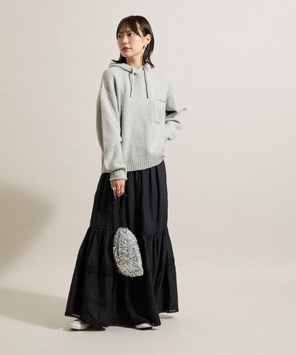 帶口袋針織連帽衫