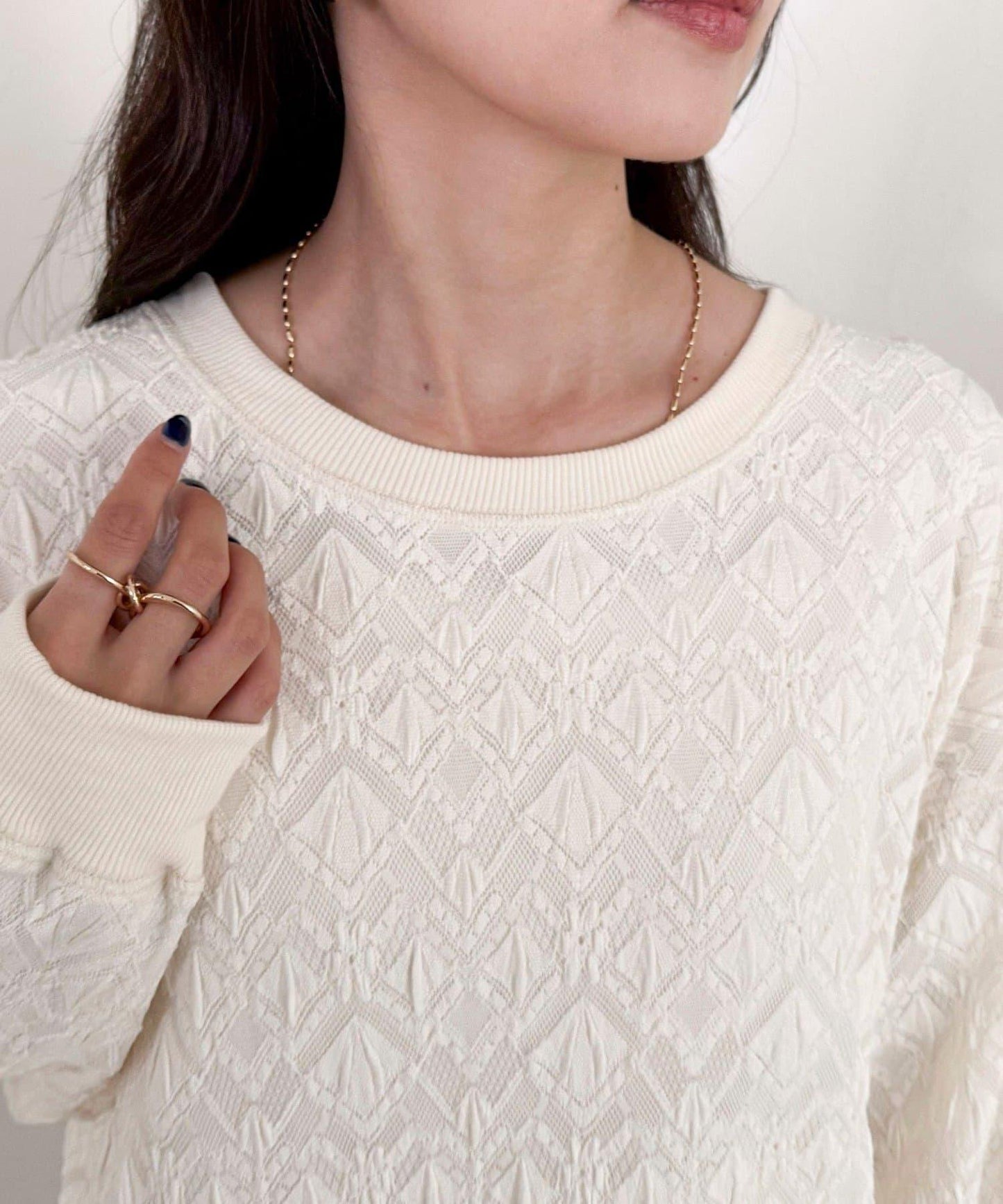 【人氣爆款！春季即刻售罄單品】彈力蕾絲套頭衫