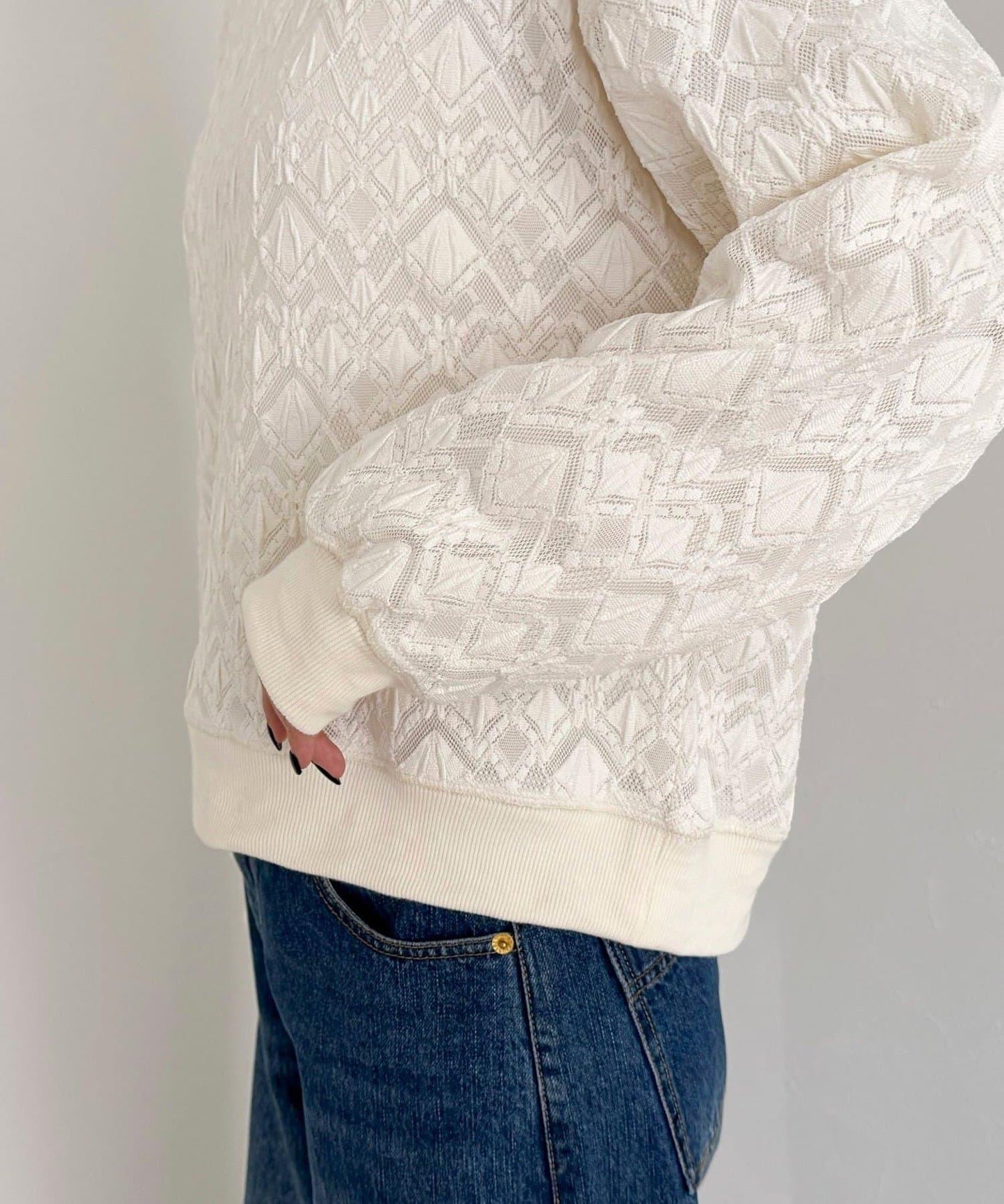 【人氣爆款！春季即刻售罄單品】彈力蕾絲套頭衫