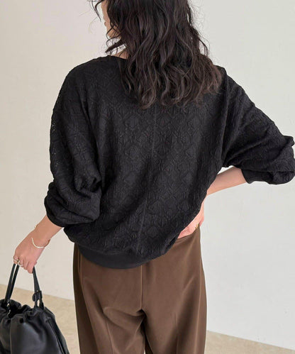【人氣爆款！春季即刻售罄單品】彈力蕾絲套頭衫
