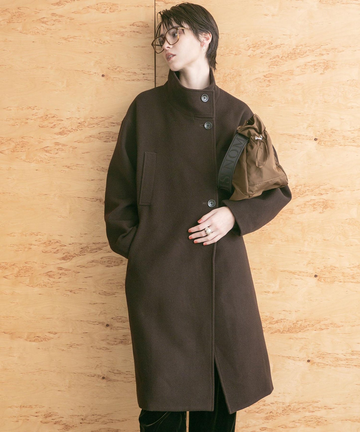 Super 100羊毛立領大衣