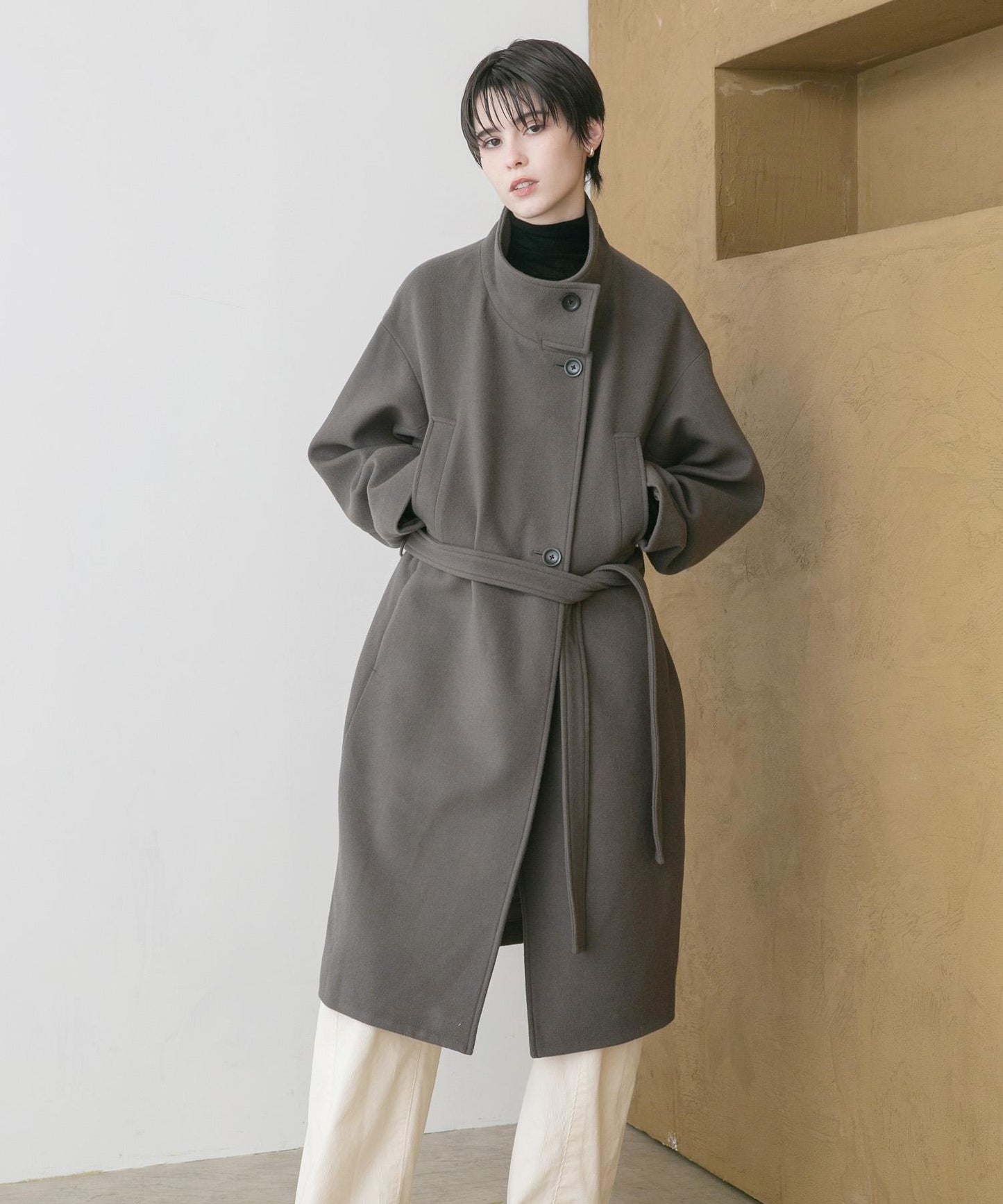 Super 100羊毛立領大衣