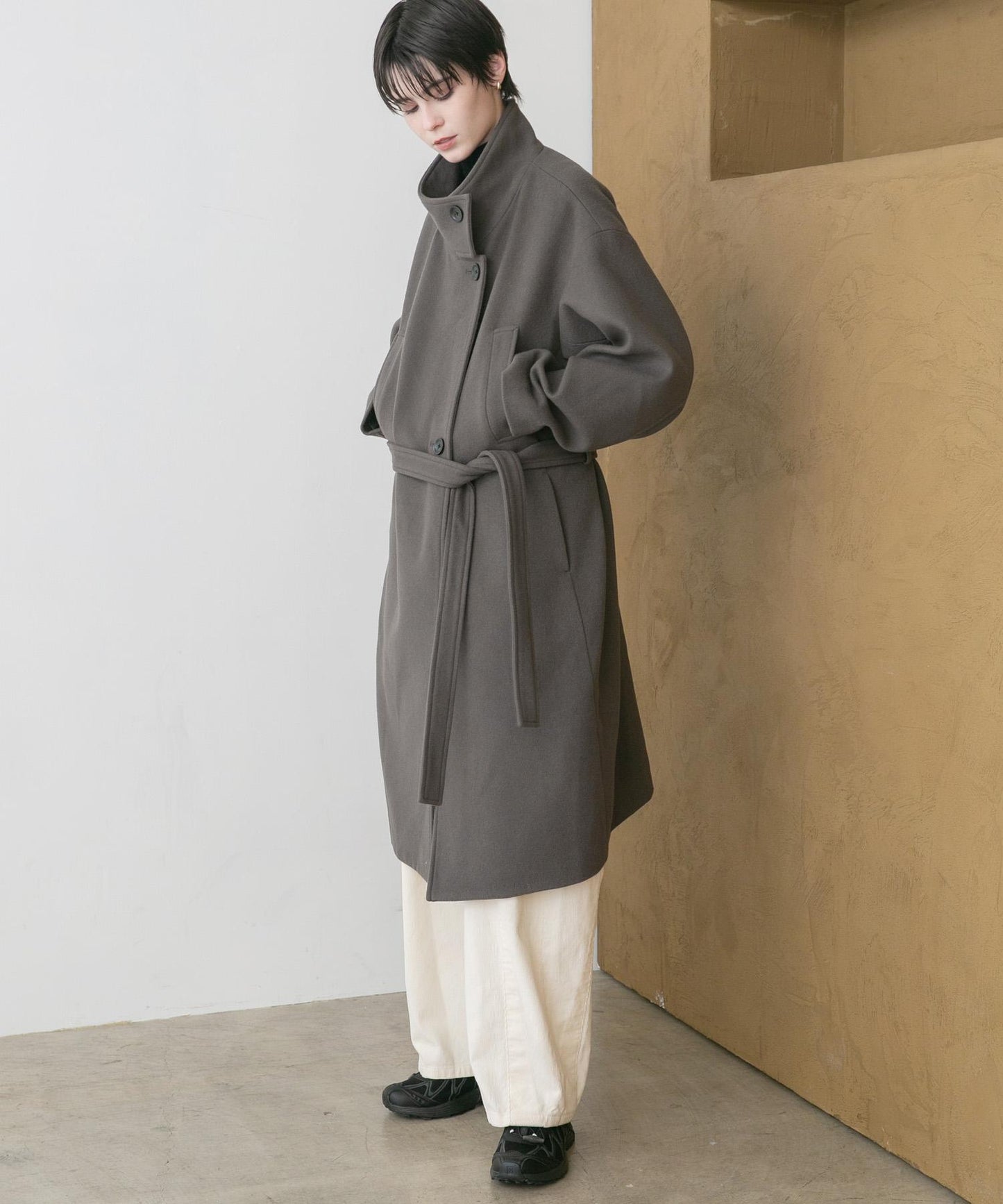 Super 100羊毛立領大衣