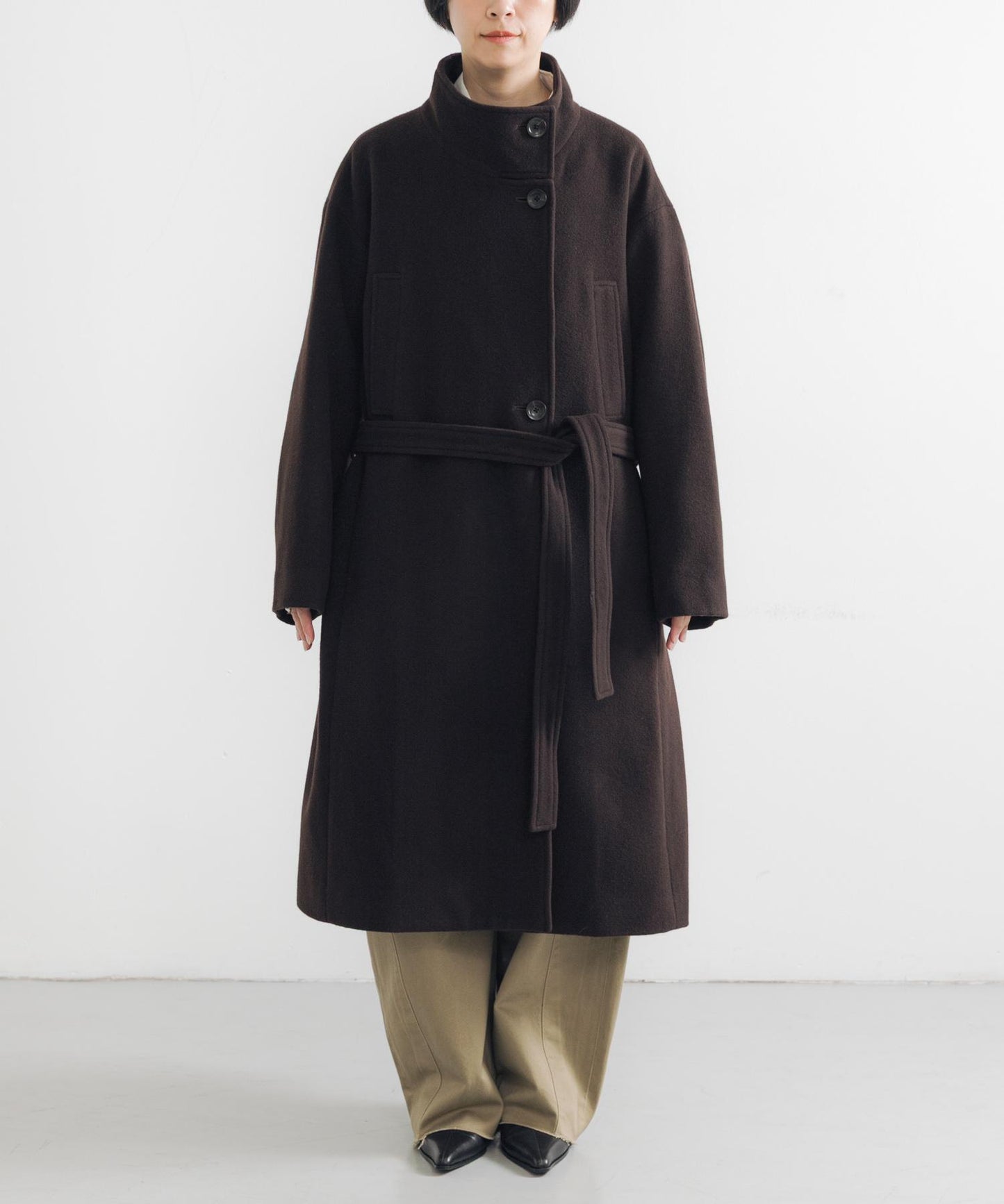 Super 100羊毛立領大衣