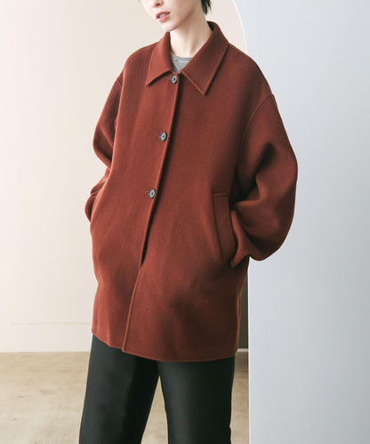 Super140羊毛單面翻領中長大衣