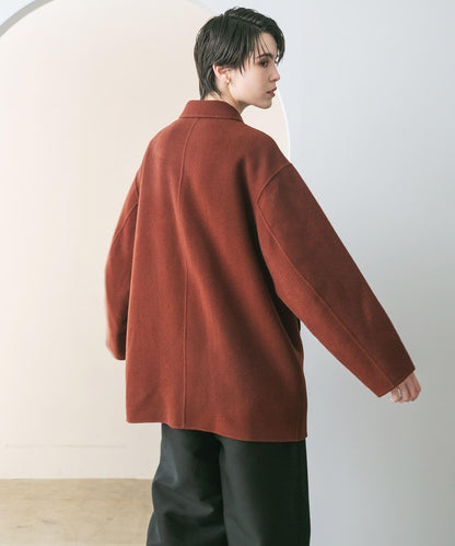 Super140羊毛單面翻領中長大衣