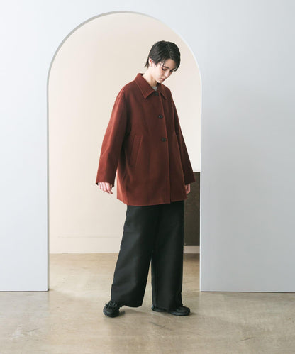 Super140羊毛單面翻領中長大衣