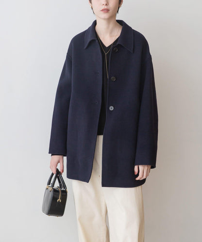 Super140羊毛單面翻領中長大衣