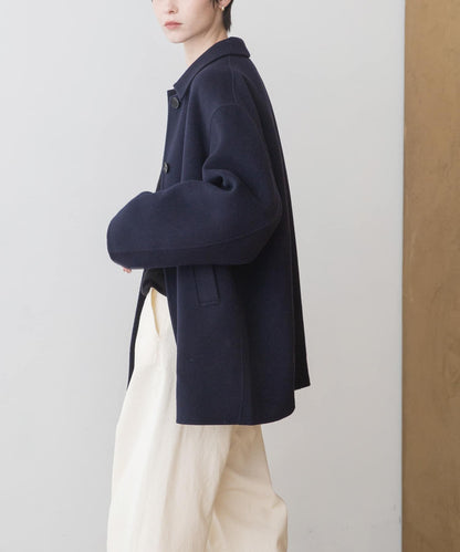 Super140羊毛單面翻領中長大衣