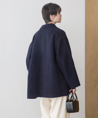 Super140羊毛單面翻領中長大衣