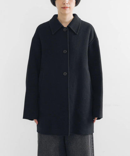 Super140羊毛單面翻領中長大衣