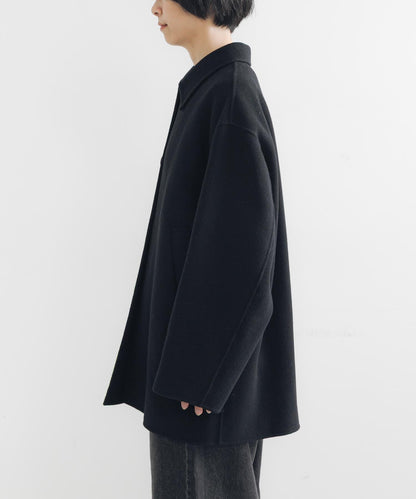 Super140羊毛單面翻領中長大衣