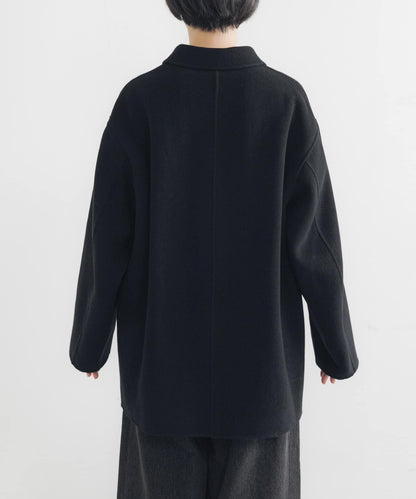 Super140羊毛單面翻領中長大衣